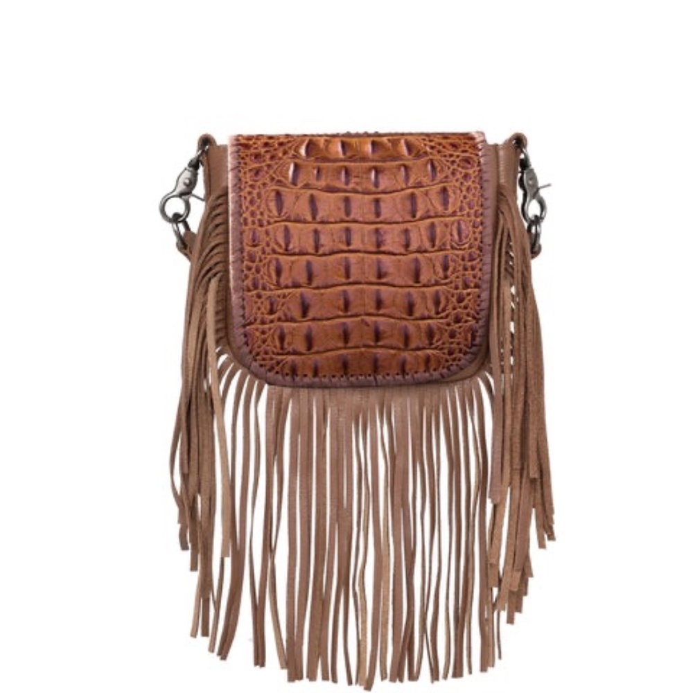 Montana West Western Genuine Leather Crossbody Purse / Fringe, Adjustable / NIB